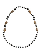 Dolce & Gabbana Gold Tone Brass Black Printed Beaded Long Chain Necklace -   -  Dolce & Gabbana.